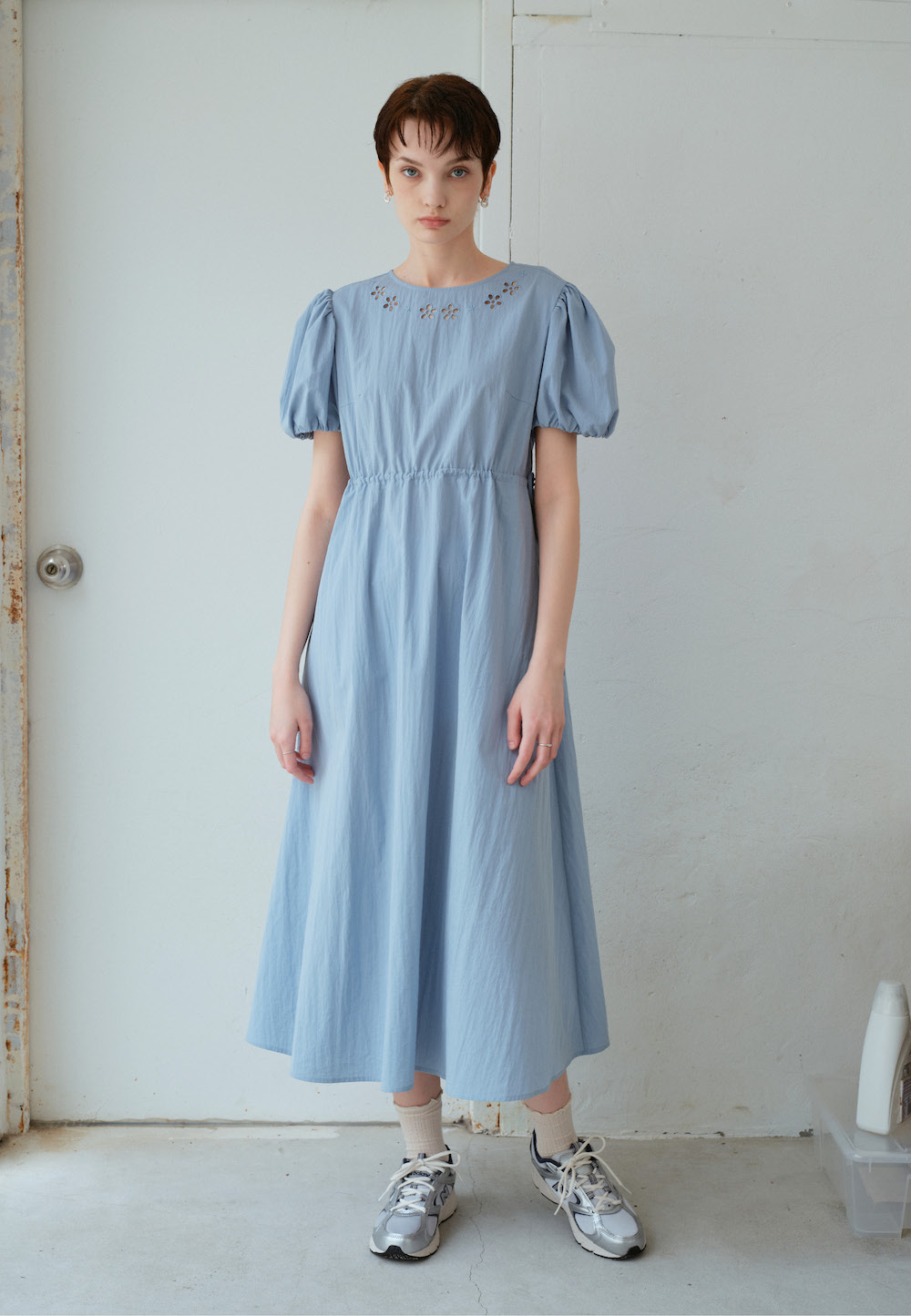 PUFF SLEEVE LONG DRESS (SKY BLUE),Trwa, 디자이너브랜드, 여성의류